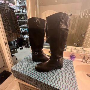 Tory burch black riding boots